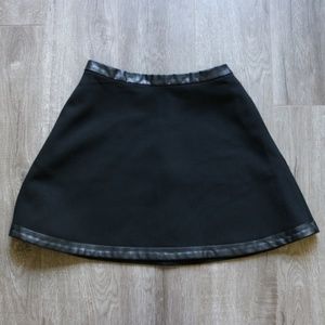 Banana Republic Black Leather Trim A-Line Skirt